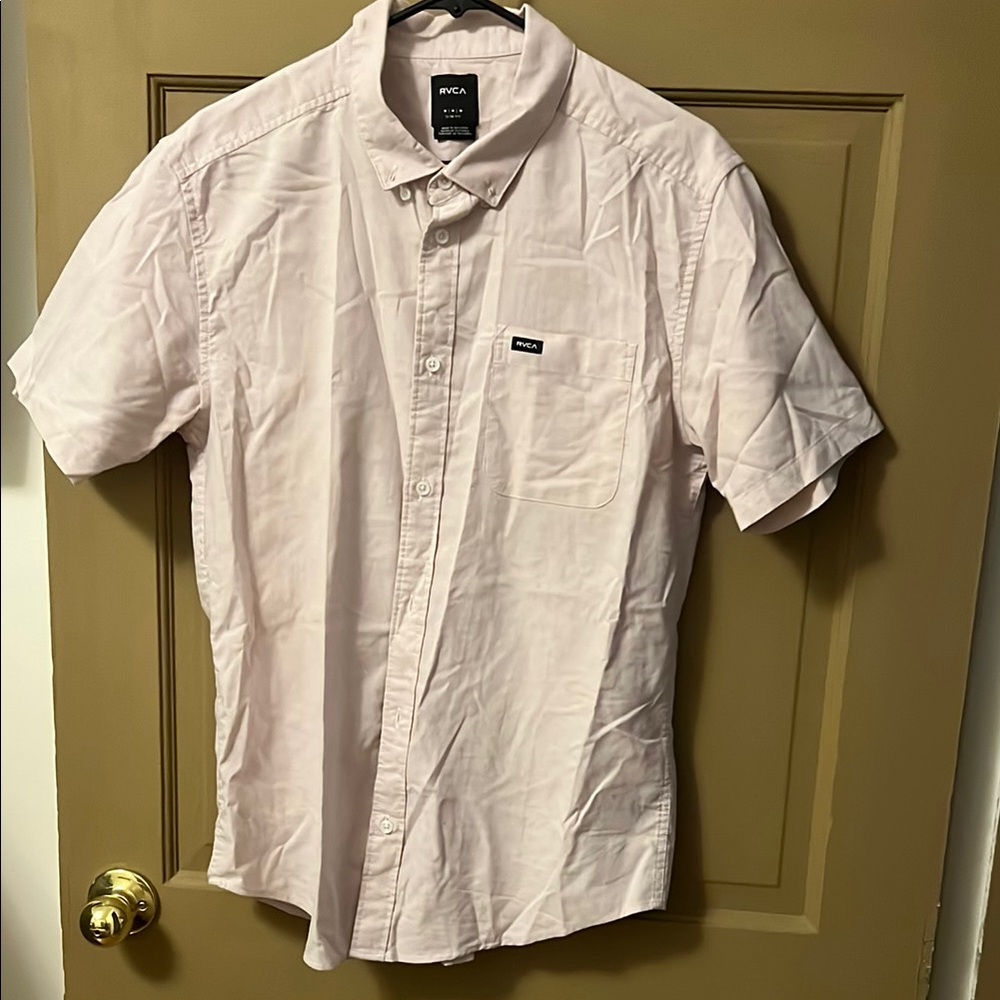 RVCA Men's Pink Short Sleeve Shirt